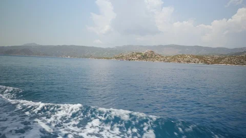 View from the boat floating in the sea. Stock Footage 111629729