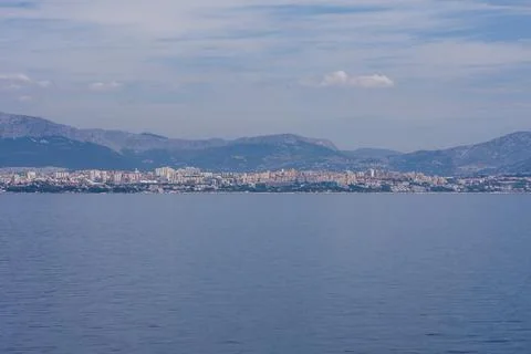 View from the boat on the harbor in Split city in Croatia Stock Photos
