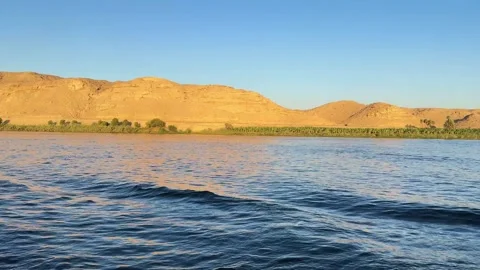 View from a boat on the Nile River, Egypt Nile River Cruise, Aswan Stock Footage 329219768