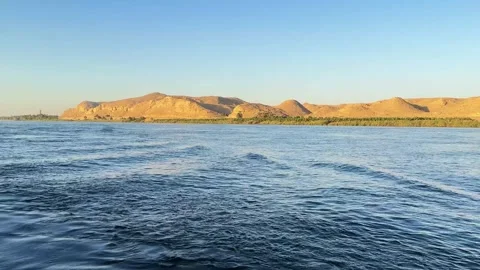 View from a boat on the Nile River, Egypt Nile River Cruise, Aswan Stock Footage 329219969
