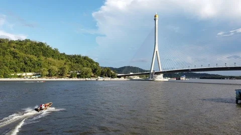 View a boat pass through Kedayan river Stock Footage 101091876