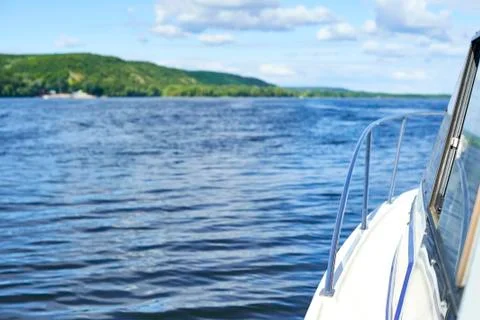 The view from the boat on river landscape Stock Photos