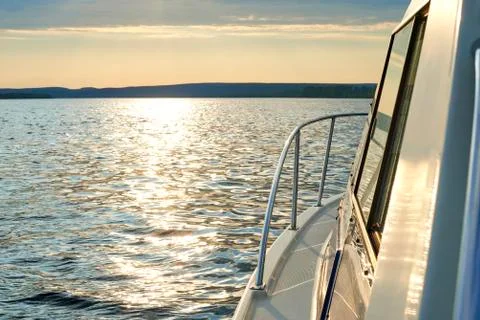 The view from the boat on river landscape Stock Photos