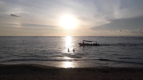 A view of boat running with sunset bcakground Stock Footage 168552454