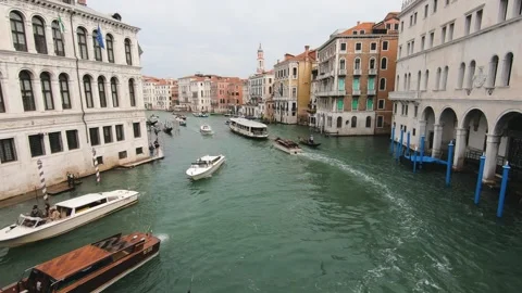 View of boat traffic on the Grand Canal in Venice, Italy Stock Footage 323391237