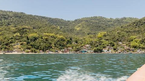 View of the boat trip between Angra dos Reis, Brazil and Aracatiba, Ilha Gr.. Stock Photos
