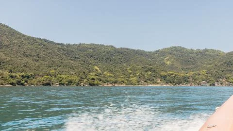 View of the boat trip between Angra dos Reis, Brazil and Aracatiba, Ilha Gr.. Stock Photos