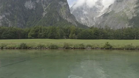View from the boat on the valley in the alps Stock Footage 83524131