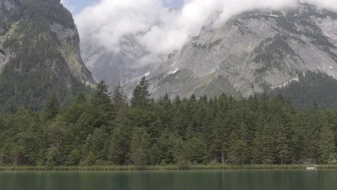 View from the boat on the valley filled with clouds Stock Footage 83524338