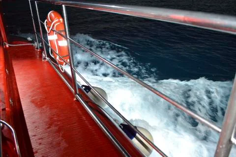 View from the boat to waves around Stock Photos