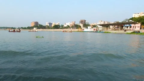 View from boat which was runnig over buriganga river Stock Footage 301549508