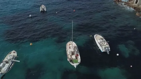 View of the boats in bay with smooth camera move Stock Footage 237052812