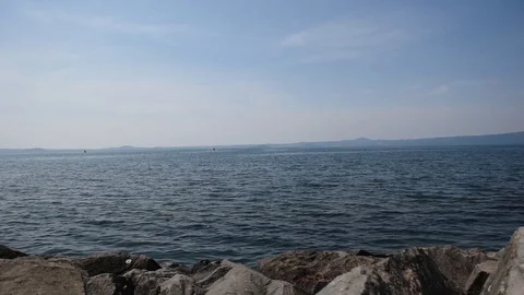 View boats of lake Stock Footage 100672239