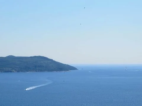 View of Bocca Di Cattaro Showcasing Herceg Novi Bay With Boats and Serene B.. Stock Photos