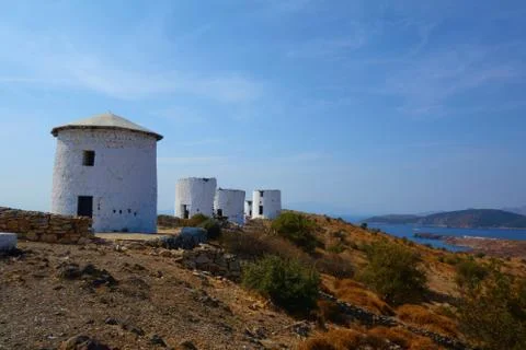 View of Bodrum and old Windmill, Mugla, Turkey Stock Photos