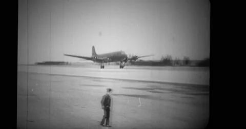 View of the Boeing B-17 Flying Fortress taking off Stock Footage