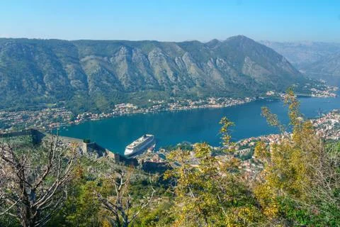 View of Boka - Kotor Bay from the top of the mountain. Stock Photos