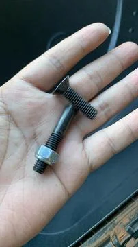 View bolt and nut on the hand Stock Photos
