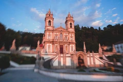 View of Bom Jesus do Monte, a Portuguese sanctuary cathedral in Tenoes, outsi Stock Photos