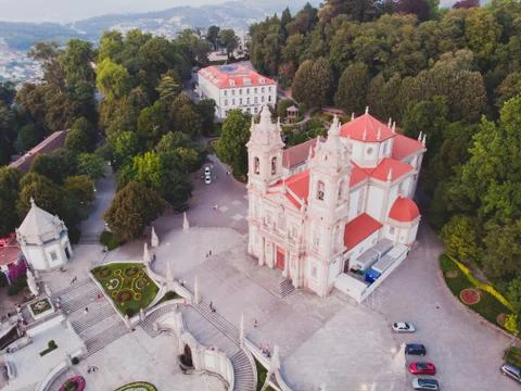 View of Bom Jesus do Monte, a Portuguese sanctuary cathedral in Tenoes, outsi Stock Photos