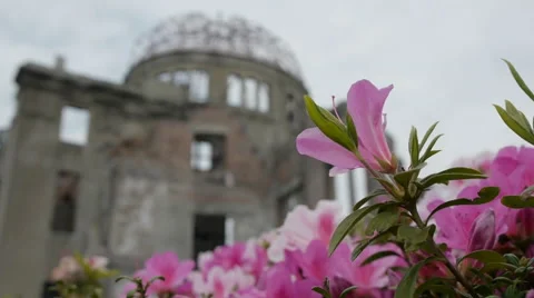 A view of the A-Bomb Dome in Hiroshima Peace Park, Hiroshima, Japan Stock Footage 52379807
