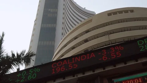 View of Bombay Stock Exchange building in sunny day. Stock Footage 121107635