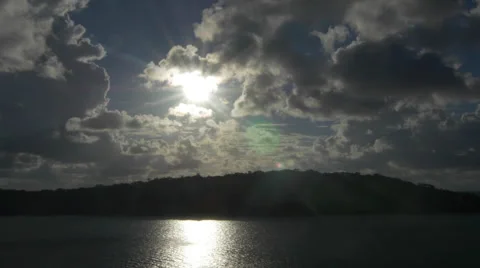 View of Bora Bora Island at dusk, French Polynesia Stock Footage 51480204