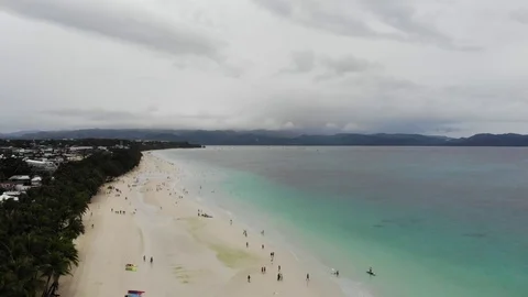 View of Boracay beach from above with a drone - 22sec Stock Footage 108701360