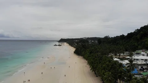 View of Boracay beach from above via drone - 25sec Stock Footage 108707595