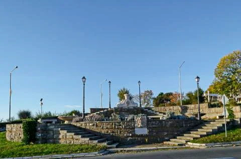 View on the border between ancient and new town Nessebar Stock Photos