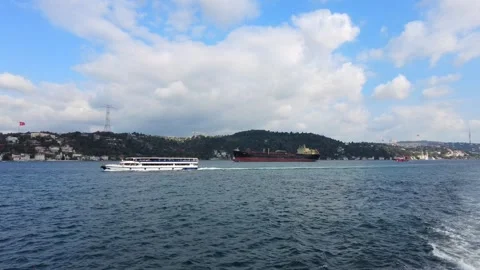 A view of the Bosphorus Asian side Video stock 332754565