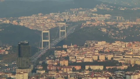 View of the Bosphorus Bridge and its surroundings Video stock 72382963
