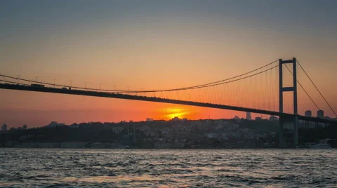 View of Bosphorus Bridge during sunset Stock Footage 65873321