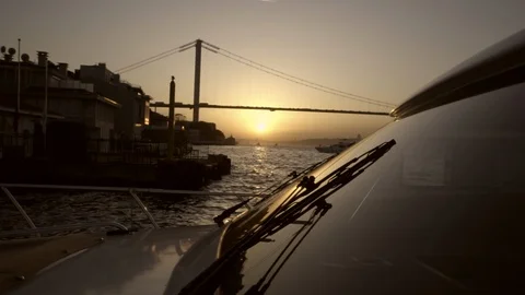 View Of The Bosphorus Bridge From Ship Stock Footage 120062845