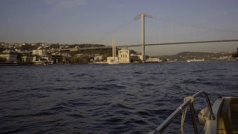 View Of The Bosphorus Bridge From Ship Stock Footage 120062894