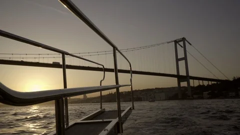 View Of The Bosphorus Bridge From Ship Stock Footage 120062955