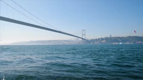 View of the Bosphorus Bridge on a summer and sunny day. Stock Footage 237697003