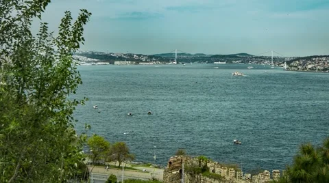 View of Bosphorus Bridge from Topkapi Palace in Istanbul Stock Footage 59634813