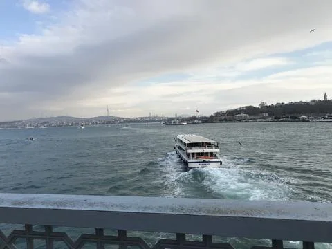 View of the Bosphorus from the Galata Bridge which leads to the Galata Tower Stock Photos