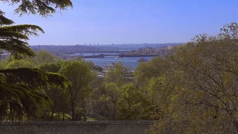 View of Bosphorus from the park, Istanbul Stock Footage 75767044
