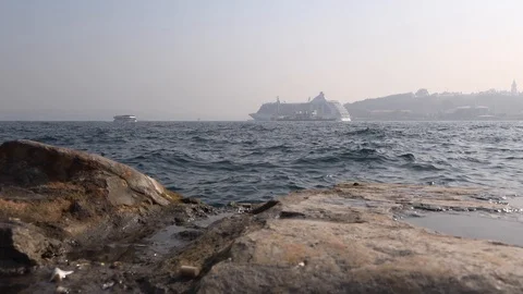 View of the Bosphorus Strait and the Golden Horn Bay, Istanbul, Turkey Stock Footage 118614224