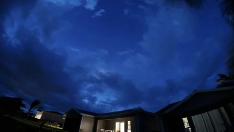 View from the bottom on the dark sky in Bilene, Mozambique. Time laps. Stock Footage 71404830