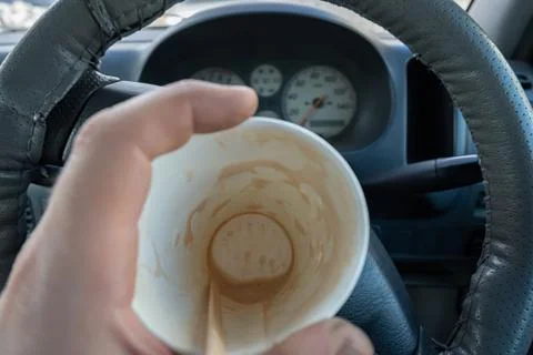 View of the bottom of an empty Cup of cocoa drunk Stock Photos