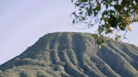 View from the bottom of koko head hiking trial Honolulu Hawaii Stock Footage 312759997
