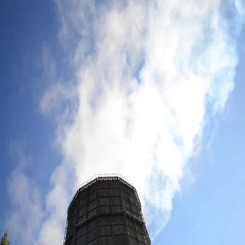 View from the bottom up a large pipe with smoke Stock Footage 69514466
