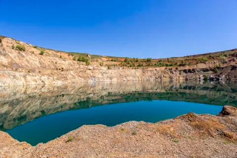 View from the bottom of a mining pit Foto stock