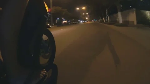 View from the bottom of the moped on the road Stock Footage 73452593