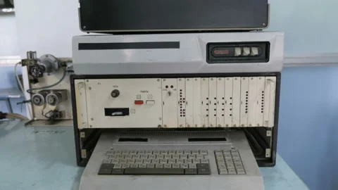 The View From The Bottom Up Of Old Computer  Stock Footage 121726066