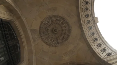 View from the bottom of the old stone ceiling with elements of architectural Stock Footage 112150611