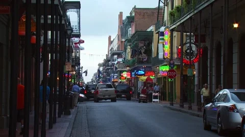 View of Bourbon Street Stock Footage 54593299